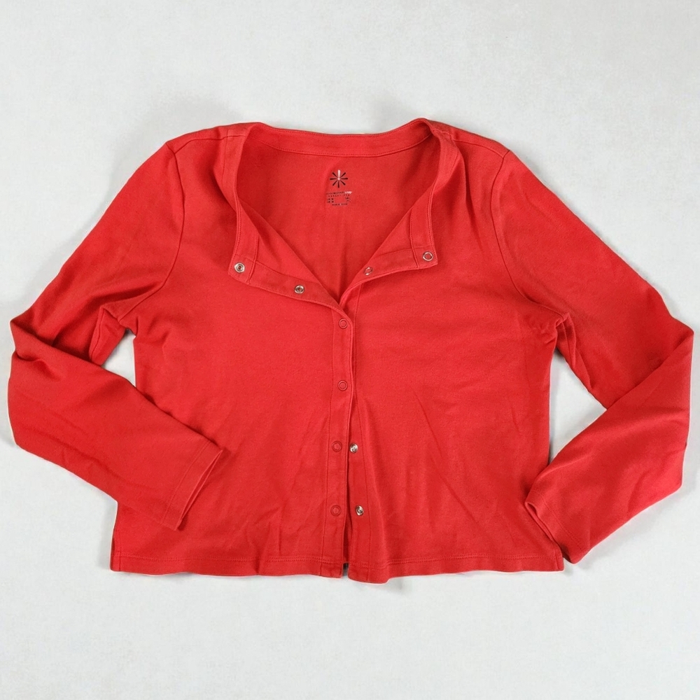 Isaac Mizrahi Red Button Down Shirt-Women's Medium